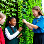 **

"A diverse group of middle school students, fully clothed in modest school uniforms, are enthusiastically working together on a vertical garden project in a bright schoolyard. They are using tools and interacting with plants. Sunlight, lush greenery, happy expressions, safe for work, appropriate content, professional, perfect anatomy, natural proportions, well-formed hands, proper finger count."

**